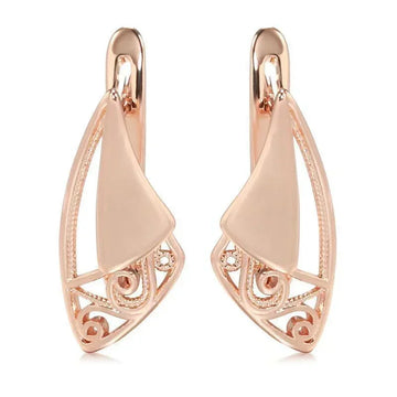 New Luxury Rolled Rose Gold of 14-Karat Purity Vintage Style Geometric Earrings - Trendy Exquisite Jewellery